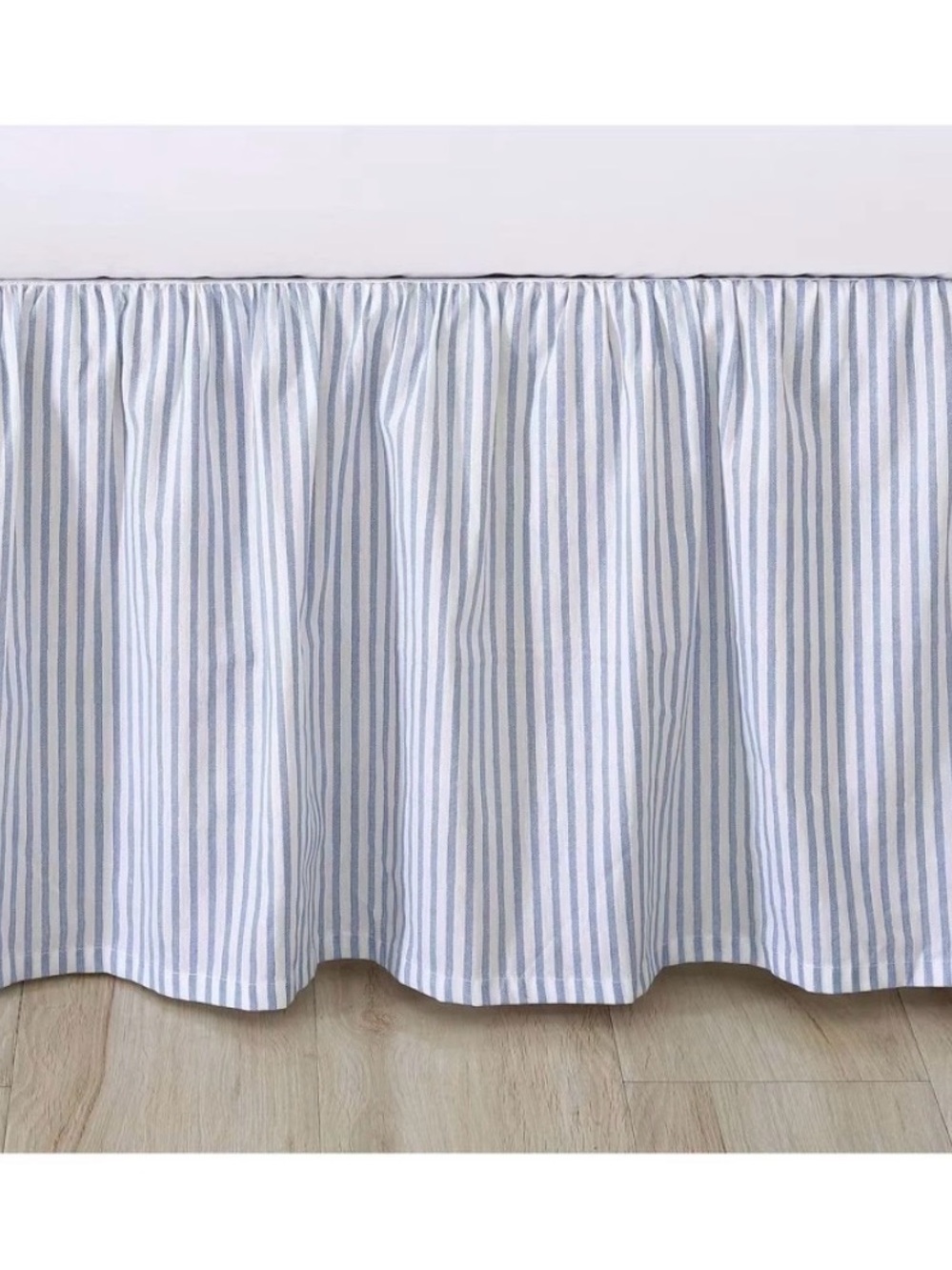 Cottage Charm Laura Ashley FULL Bedskirt Blue Ruffled Pin Stripe ~ NWT - Picture 2 of 6